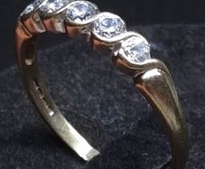 Vintage Birmingham Hallmarked Gold Five Stone Ring Large Size