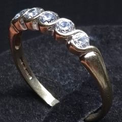 Vintage Birmingham Hallmarked Gold Five Stone Ring Large Size