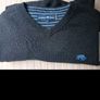 mens raging bull navy blue cashmere and cotton jumper. Image 2