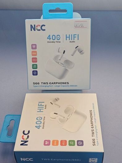 NEW Latest Design NCC S66 TWS Wireless Earbuds White.