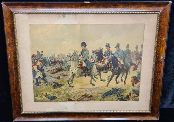 Chromolithograph featuring a Napoleon victorious in battle