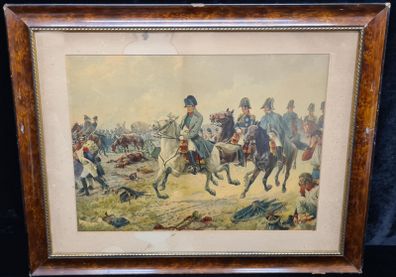 Chromolithograph featuring a Napoleon victorious in battle