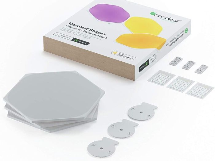 Shapes Hexagon Expansion Pack, 3 LED Smart Light Panels - Dimmable & Modular Wi-Fi Wall Mood Lights, Works with Alexa Google Assistant Apple Homekit, for House Room Decor or Desk