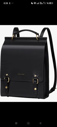 Cnoles Black Genuine Leather Backpack, Elegant Work Bag