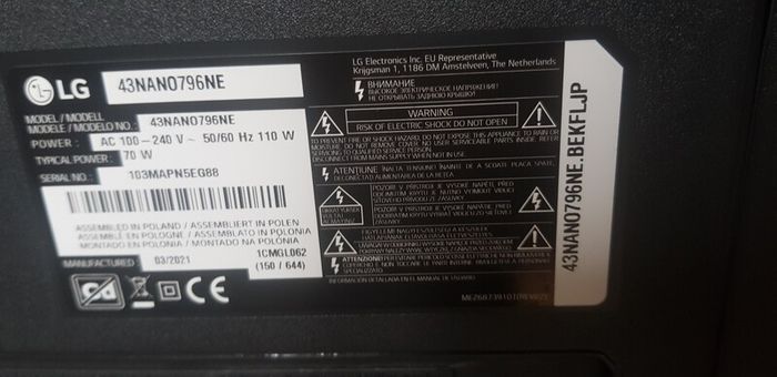 Lg 43 Inch Tv For Repair Or Parts