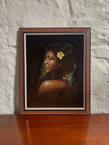 Vintage Australian portrait on velvet.