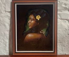 Vintage Australian portrait on velvet.