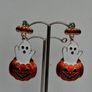 Cute Enamel Ghost in Jack O' Lantern Pumpkin Earrings Image 5