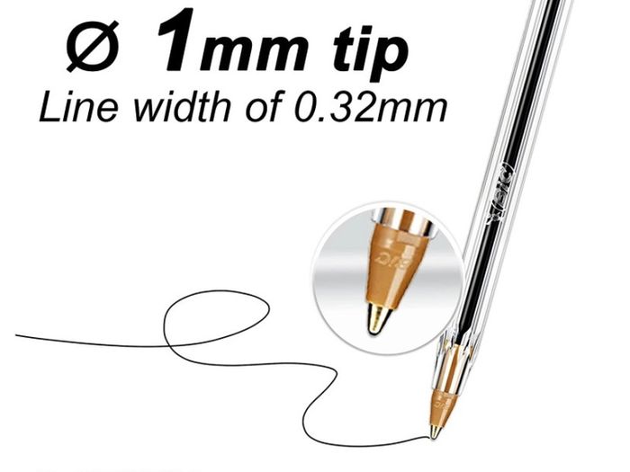 Cristal Original Smudge Free Ballpoint Pens, Ideal for School, Black, Medium Point (1.0mm), Pack of 50 (FREE POSTAGE)