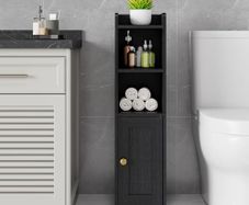 Small Bathroom Floor Cabinet, Freestanding Bathroom Organizer for Small Spaces