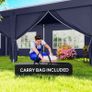 Folding Pavilion 6 x 3m, Removable Side Walls, Large Windows, Zipper Doors, Steel Frame, Blue Image 6