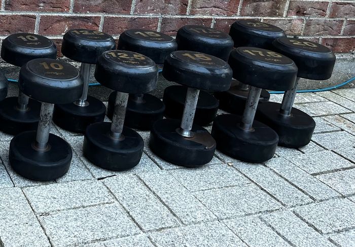 172kg used rubber dumbbells