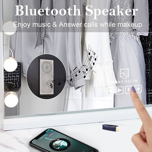SALE Hollywood Mirror with Bluetooth 15 LED Dimmable Bulbs Hollywood Vanity Mirror with Lights Lighted Makeup Mirror with USB Charging Port and 10X Magnifier Mirror Touch Screen