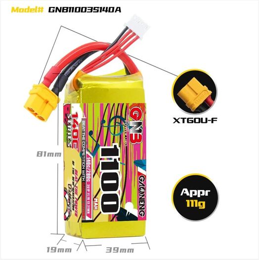 8 NEW Gaoneng GNB 1100mAh 3S 11.1V 140C 8Lipo Batteries XT60