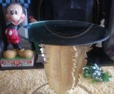 unusual gold leaf mirror top side table
