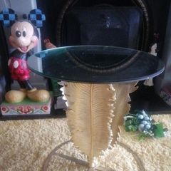 unusual gold leaf mirror top side table
