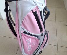 Left handed Golf Clubs with pink Spalding Bag