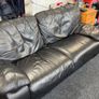 Black Leather 2-Seater Sofa Image 2