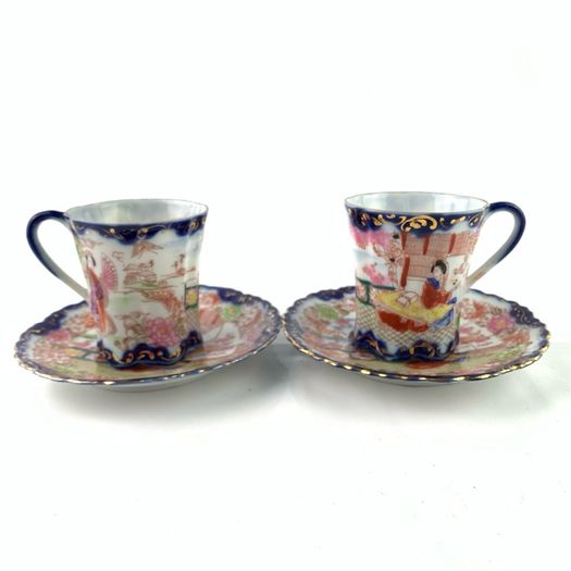2 Antique Japanese tea cups and saucers