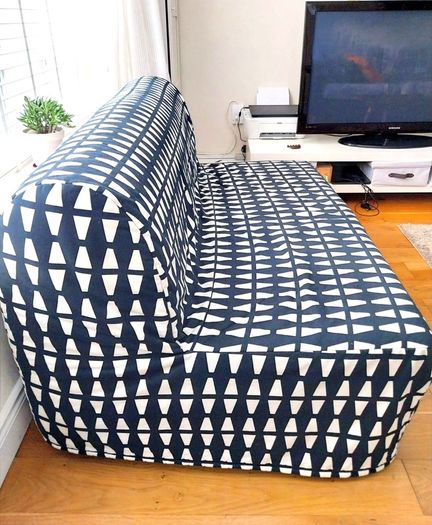 IKEA 2-Seat Sofa-Bed (Black & White Geometric)