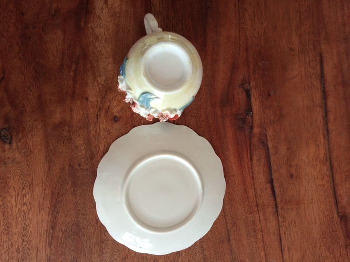 Victorian Remember Me Ceramic Tea cup and saucer.