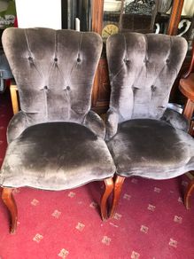Velvet Button Back Chair