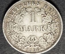 1896 Germany  1 Mark type 2 - small shield / large eagle Silver
