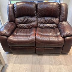 Brown Leather 2 seater recliner