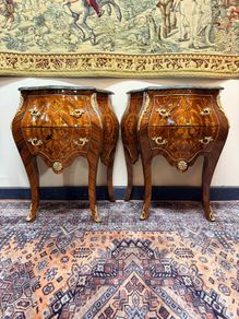 FLASH SALE ! Was 650 now 575 ! Elegant Pair of Bedside Lockers Marble Top Nightstands