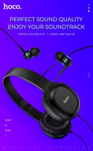 Brand New Hoco W24 Enlighten Wired 2in1 Earphones & Headphones With Mic.
