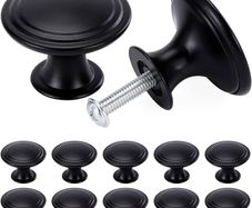 NEW SALE | Vintage Cabinet Knobs, Chic Drawer Knobs, Antique Style Kitchen Cupboard Handles, 30mm Round Furniture Door Knobs (24, Black)