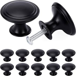 NEW SALE | Vintage Cabinet Knobs, Chic Drawer Knobs, Antique Style Kitchen Cupboard Handles, 30mm Round Furniture Door Knobs (24, Black)