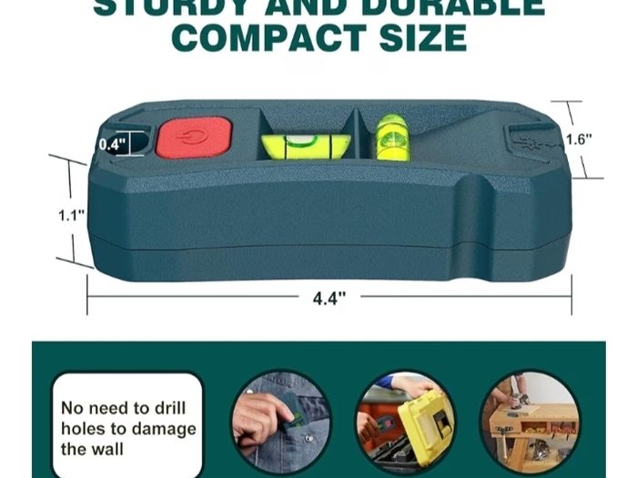 Level Laser Tool for Hanging Pictures,Construction and Home Renovations,Horizontal & Vertical Bubble with Level, Tools for Outdoor Installment, No Drilling& Hands-Free