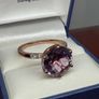 Silver Rose De France Amethyst & White Zircon Solitaire Ring Image 3