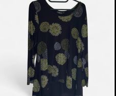 Capri Clothing Black and Chartreuse Floral Long Sleeve Tunic