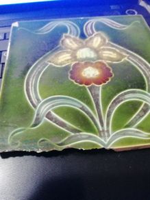 Antique R & H Johnson Floral Crematic Tile