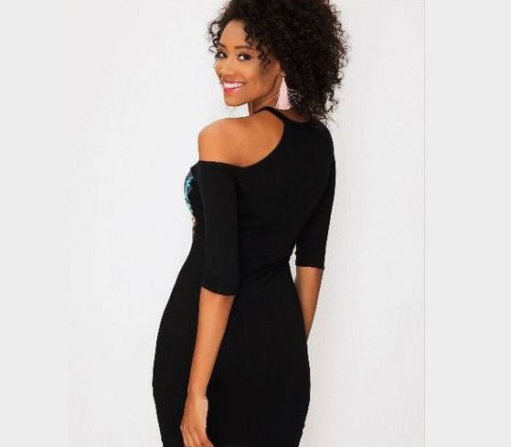 Black One Side cold Shoulder Mini Dress size 14