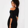 Black One Side cold Shoulder Mini Dress size 14 Image 2