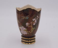 Vintage Rouge Carlton ware Luster Enameled Bird & Floral Vase
