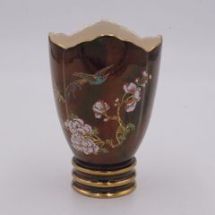 Vintage Rouge Carlton ware Luster Enameled Bird & Floral Vase