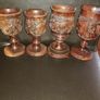 Beautiful Hand Carved Wooden Wine Goblets Zimbabwe Rosewood Animals Rhino Image 4