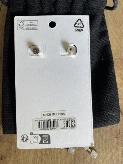 All Saints Joyce Drop Earrings-Brand New