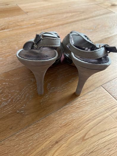 Brand New Grey Suede Perp Toe Sling Backs UK7
