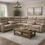 New Ashford Truffle & Grey Micro Fabric Recliner Sofa Image 3
