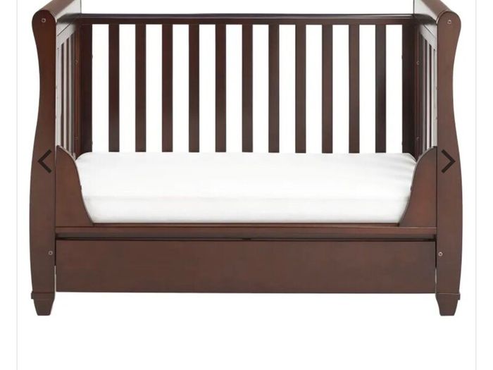 Babymore Eva Sleigh Dropside Cotbed with Drawer