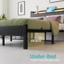 Double Bed Frame, 4FT6 Bed Frame Ergonomics Double with Charging Station and LED Lights, Heavy Duty Platform Full Bed with Fabric Storage Sloped Headboard, No Box Spring Needed, (Black) Image 5