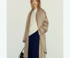 H&M Premium Selection Oversized Handmade Wool-Blend Scarf Coat - Beige Size S Oversized