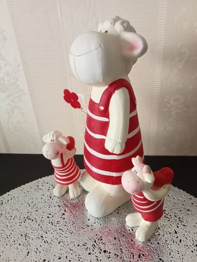 Happy Sheep Family Ceramic Figurines