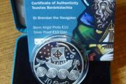 2011 Ireland Central Bank Saint Brendan The Navigator Uncirculated Euro10 Silver Proof Coin in Original Presentation Box