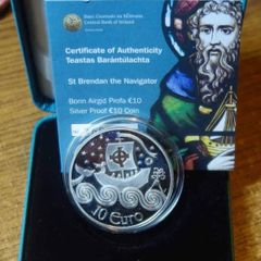 2011 Ireland Central Bank Saint Brendan The Navigator Uncirculated Euro10 Silver Proof Coin in Original Presentation Box
